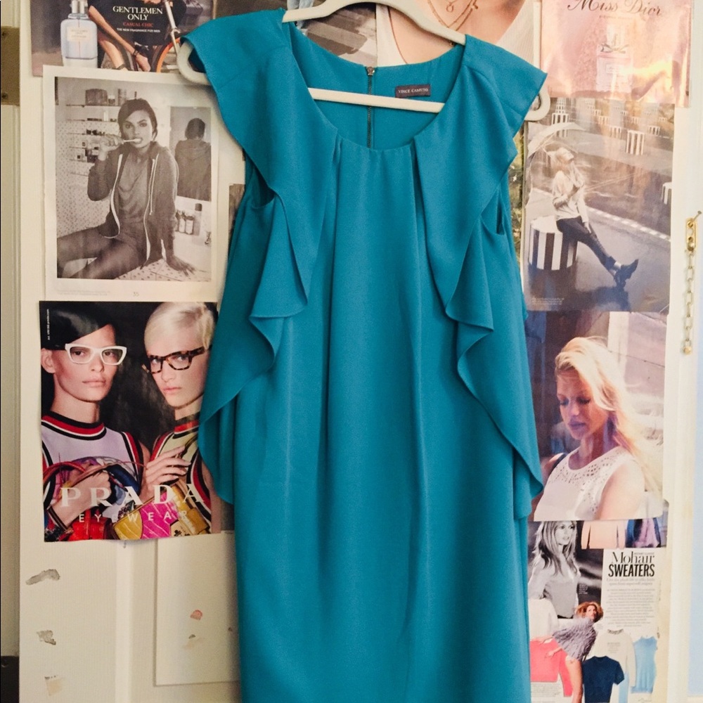 Vince Camuto Blue Ruffle Dress